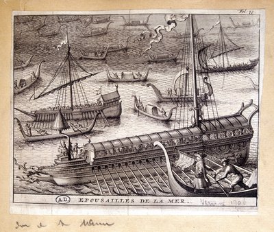 The wives of the Doge of Venice with the sea in 1706 by French School