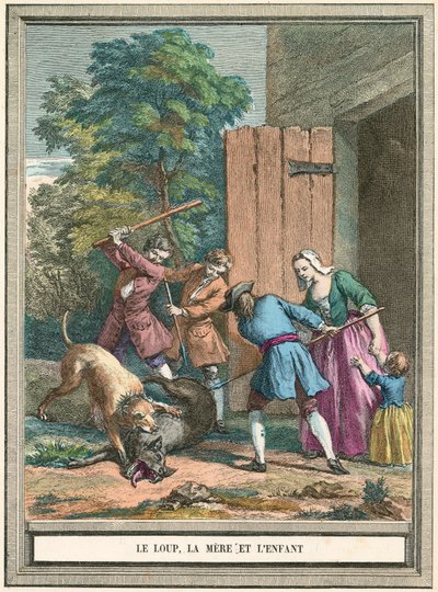 The Wolf, the Mother and Child by French School