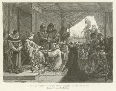 Then Came the Friars Who Knelt Before the King by French School