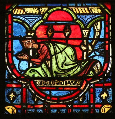 Theophilus Prostrates Himself Before a Statue of the Virgin by French School