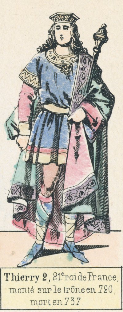 Thierry II, 21st King of France, ascended the throne in 720, died in 737 by French School