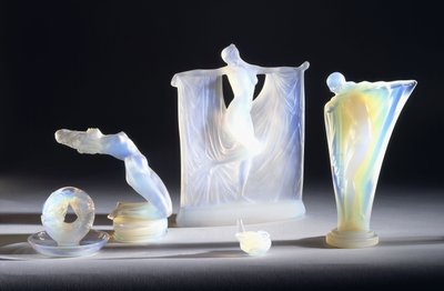 Three Opalescent Glass Objects by Lalique by French School