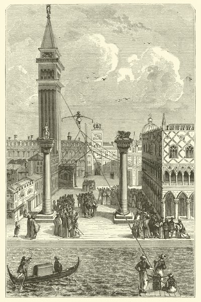 Tightrope walker at Venice by French School