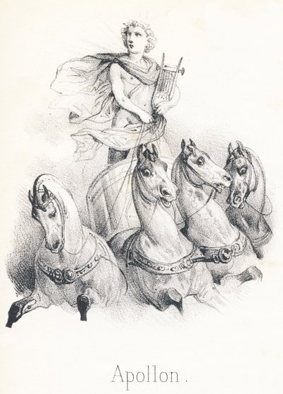 Apollo: This God was the son of Jupiter and Latona called Phebus to heaven when he led the chariot of the sun dragged by four horses by French School