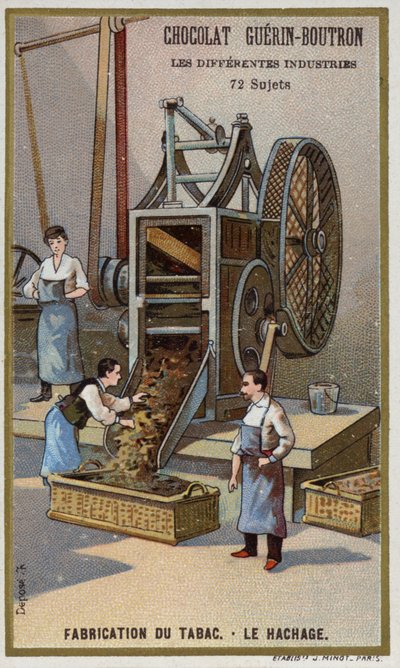 Tobacco Manufacturing. Shredding Leaves by French School