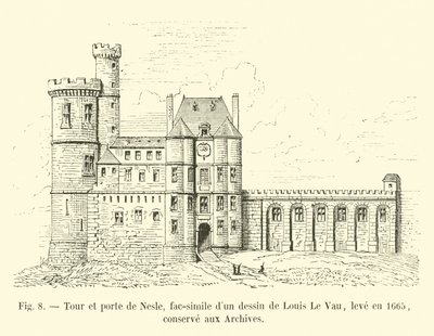 Tower and Gate of Nesle, Facsimile of a Drawing by Louis Le Vau, Made in 1665, Preserved in the Archives by French School