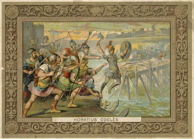 Trade card depicting Horatius Cocles by French School