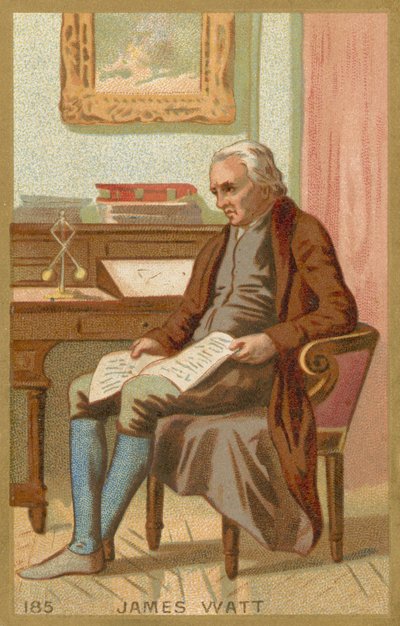 Trade card depicting a portrait of James Watt by French School