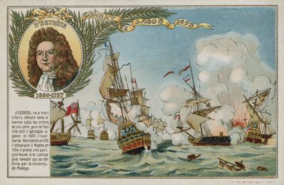 Trade card with an image depicting the Battle of Lagos by French School