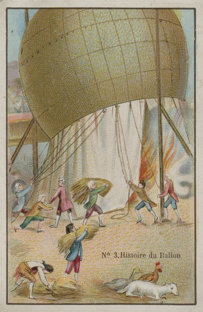 Trade Card with an Image from the History of the Balloon by French School