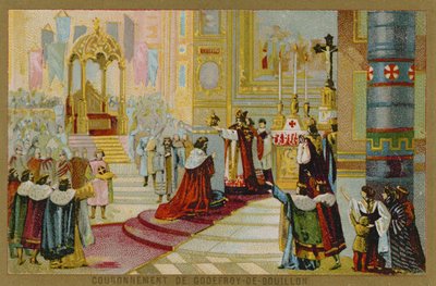 Trade Card with an Image of the Coronation of Godefroy de Bouillon by French School