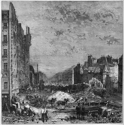 Transformation of Paris under the Second Empire: Works of the Haussmann boulevards. Opening of the new section between rue Hautefeuille and rue de l