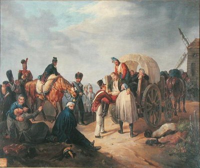 Transporting the Injured by Cart by French School