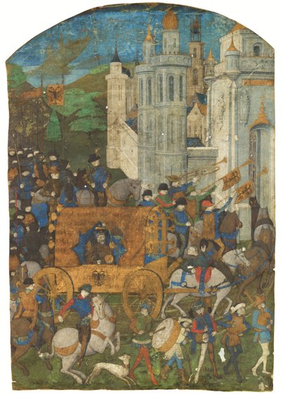 Triumphal Procession of the Holy Roman Emperor, cut from a manuscript, Rouen, third quarter 15th century by French School