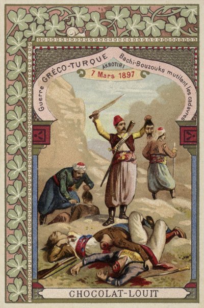 Turkish Bashi-bazouks Mutilating Greek Corpses, Akrotiri, Crete, Greco-Turkish War, 7 March 1897 by French School