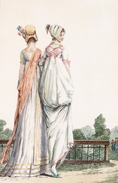 Two Ladies in Promenade Dresses, 1796 by French School
