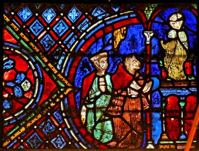Two Donors Before a Statue of the Virgin by French School