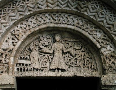Tympanum depicting Christ of Revelation holding the Seven Stars in His Hand by French School