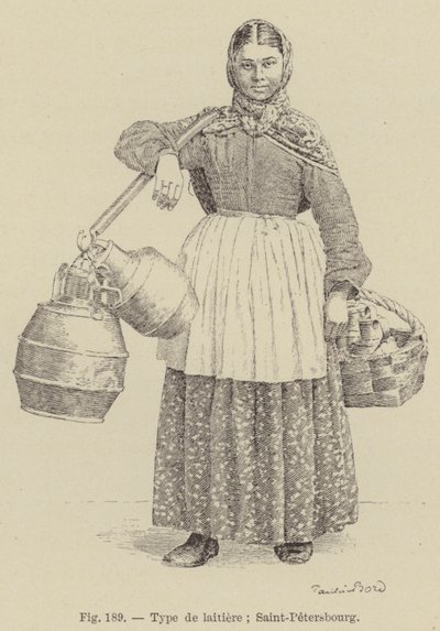 Type of Milkmaid; Saint Petersburg (engraving) by French School