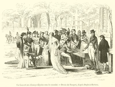 A Concert at the Champs-Elysees under the Consulate (engraving) by French School