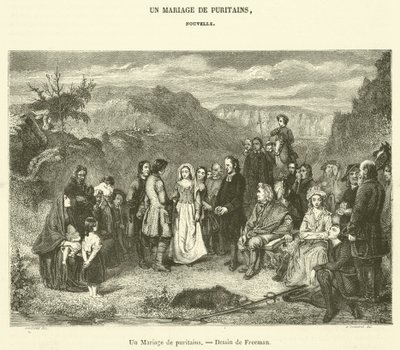 A Puritan Marriage (engraving) by French School