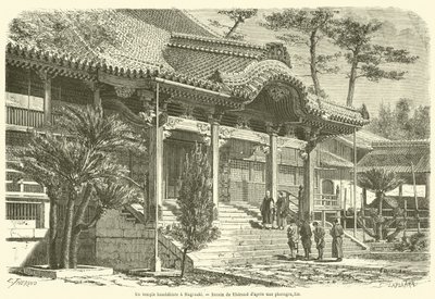 A Buddhist Temple in Nagasaki (engraving) by French School