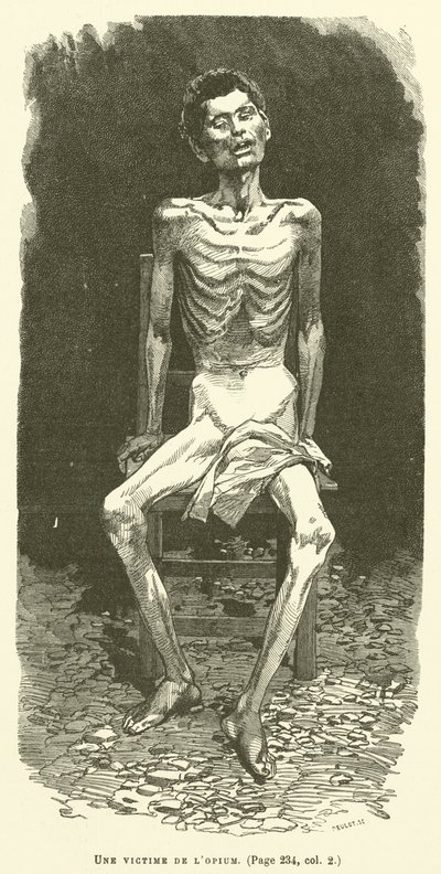 A Victim of Opium (engraving) by French School