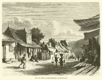 A street in the Malabar camp, at Port-Louis by French School