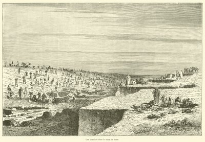 A Trench in the Suez Canal (engraving) by French School