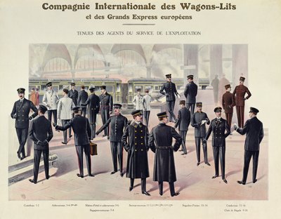 Uniforms for employees of Compagnie des Wagons-Lits, c.1910 by French School