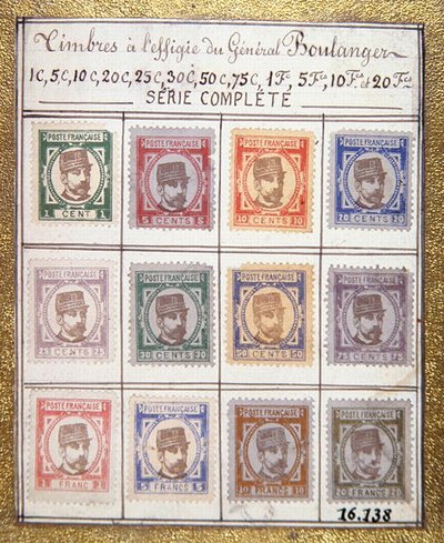 Unrealised project of stamps featuring General Boulanger by French School
