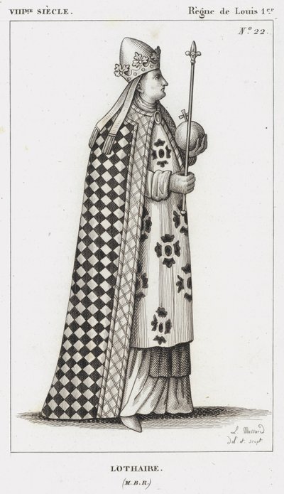 8th Century, Reign of Louis I, Lothair (engraving) by French School