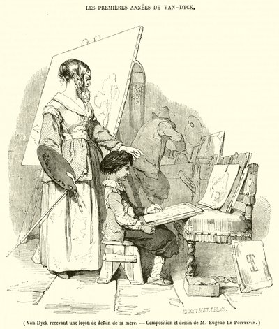 Van Dyck Receiving a Drawing Lesson from His Mother by French School