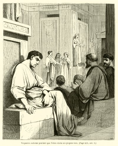 Vespasian Asleep While Nero Recites His Own Verses by French School