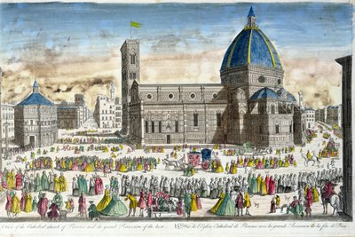 View of Florence Cathedral and the Grand Procession of the Host by French School