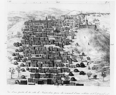 View of part of the Town of Timbuktu taken from a hill to the east, from Voyage a Tombouctou by Rene Caillie, published 1830 by French School