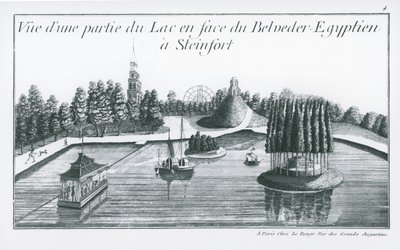 View of part of the lake in front of the Egyptian Belvedere at Steinfort, from 