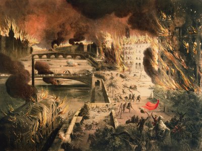 View of the Fires in Paris during the Commune on the 24th and 25th of May, 1871 by French School