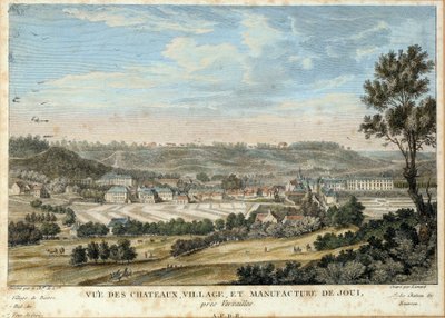 View of the city and the canvas factory by Christophe Philippe Oberkampf (1738-1815) in Jouy en Josas (Yvelines) (installed in 1758) Lithography of 1800 Sceaux, musee de l