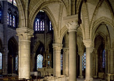 View of the Columns and Vaulting in the Ambulatory by French School