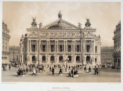 View of the Facade of the Opera Garnier in Paris Overlooking the Boulevard des Capucines. From 19th Century Watercolour by French School
