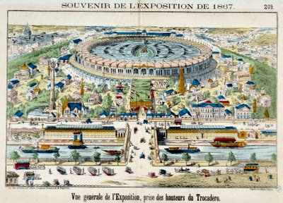 View of the world exhibition from the Trocadero in Paris by French School