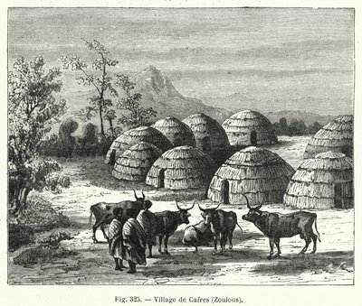 Village of Kaffirs, Zulus by French School
