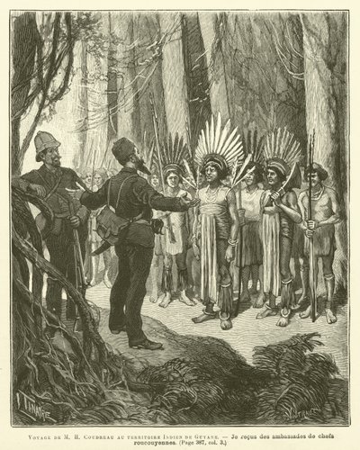 Journey of M H Coudreau to the Indian Territory of Guyana (engraving) by French School