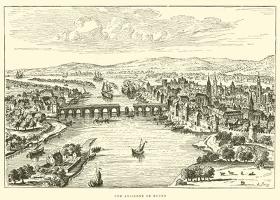Ancient View of Rouen (engraving) by French School