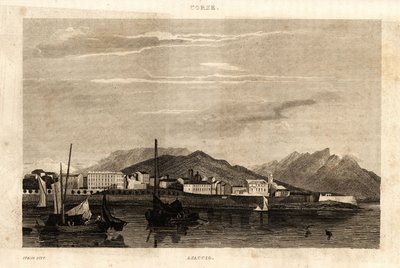 View of Ajaccio, Corsica, Engraving from 1836 by French School