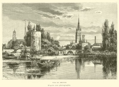 View of Bruges (engraving) by French School