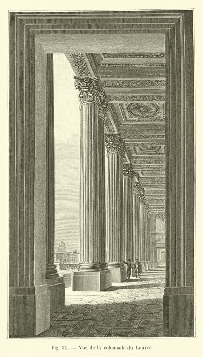 View of the colonnade of the Louvre by French School