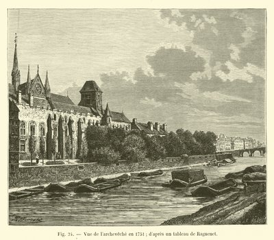 View of the Archbishopric in 1751, after a Painting by Raguenet by French School