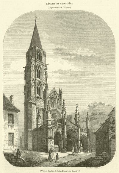 View of the Church of Saint-Pere, near Vezelay (engraving) by French School